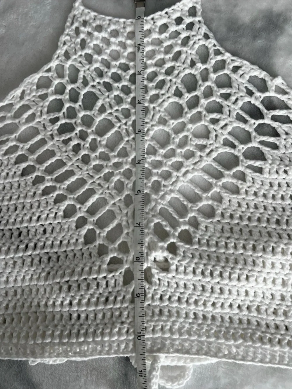 White Crochet Halter Crop Top cotton